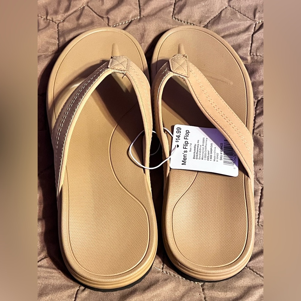 Men's Tan Flip Flop Sandals - Comfortable Everyday Wear